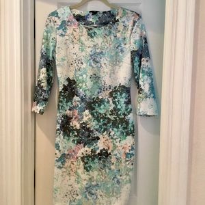 Beautiful 3/4 Sleeve Watercolor Knit Dress